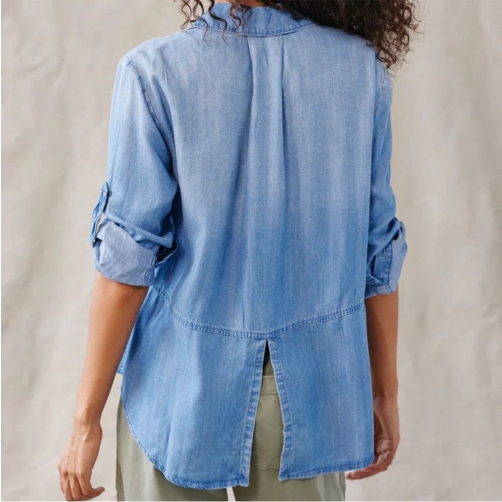Bella Dahl Split Back Button Down - Blue Ombre Wa… - image 2